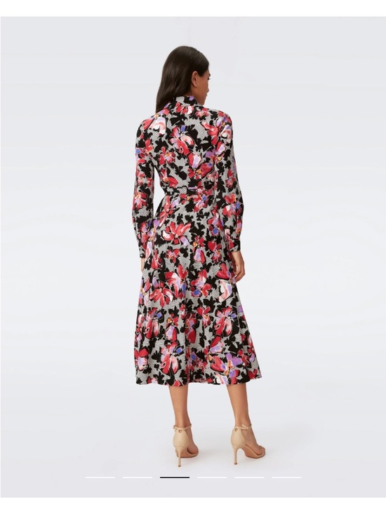 Diane von Furstenberg Odette Floral Tori Midi Wrap Dress Large Designer Spring - Picture 6 of 9